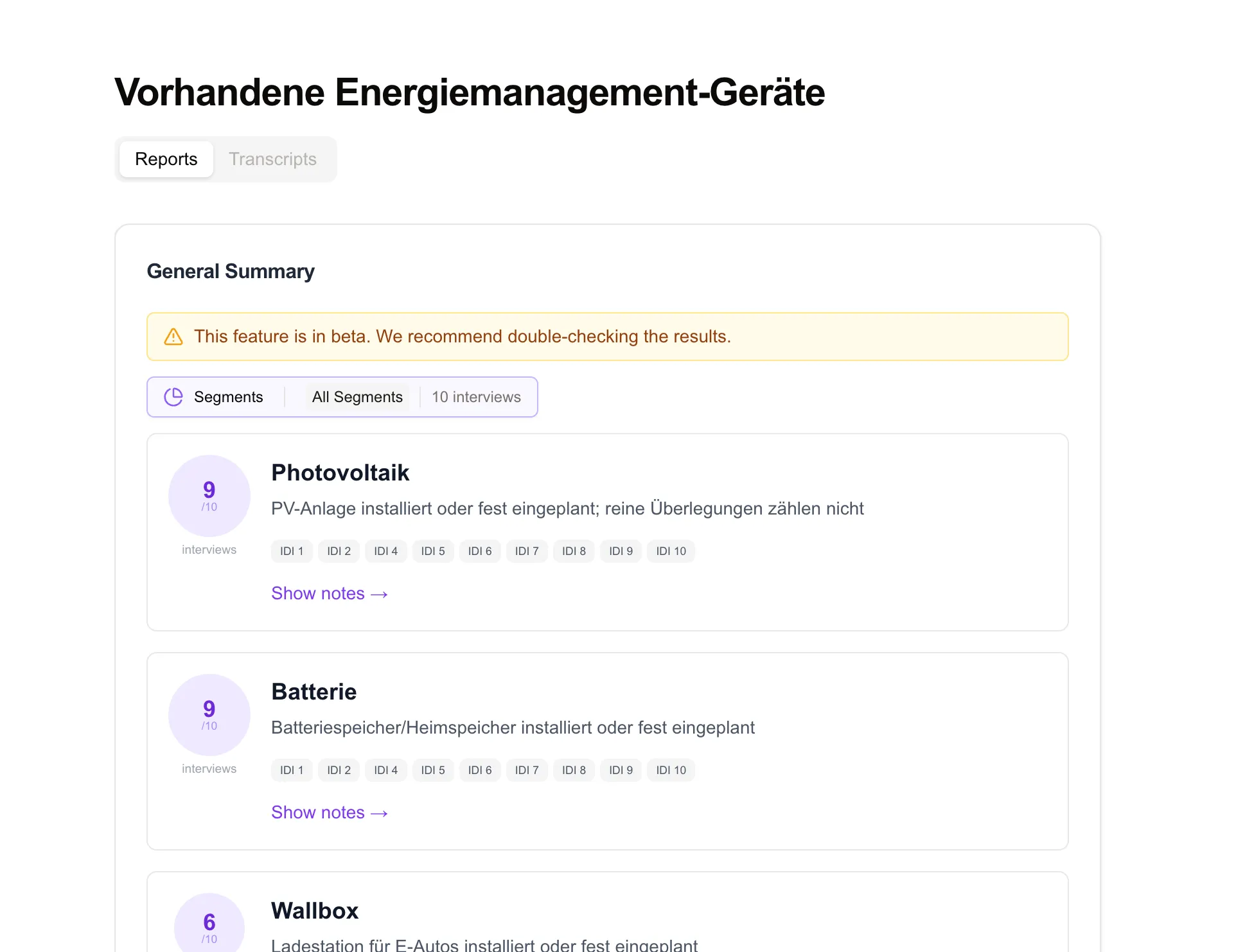 Quantify und Comparison Modus für Custom Reports